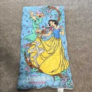 Vintage Disney Snow White and Dopey Blue and Yellow Sleeping Bag
